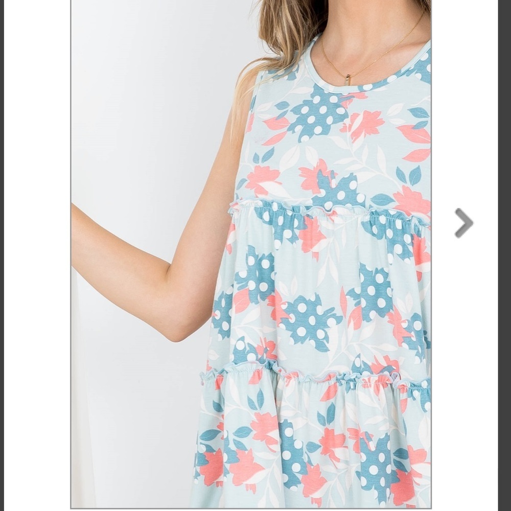 Perfect Peach Plus size floral print pull merrow tank top mint - Picture 6 of 11
